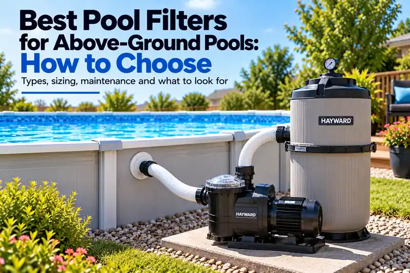 Above-ground swimming pool with pool pump and cartridge filter system