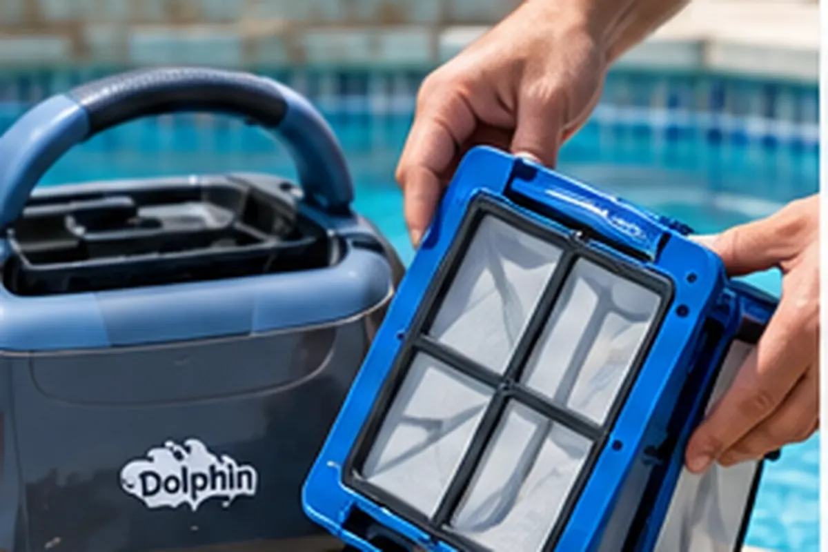 Automatic swimming pool cleaner being inspected for a movement problem